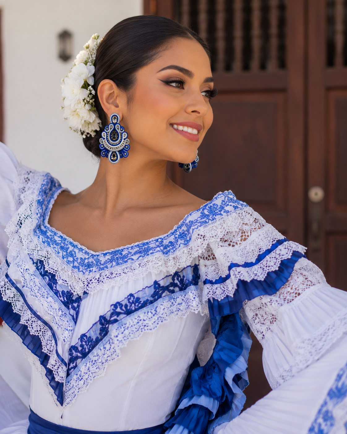 Aretes Soutache Gala en Azul y Plata con Cristales