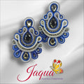 Aretes Soutache Gala en Azul y Plata con Cristales