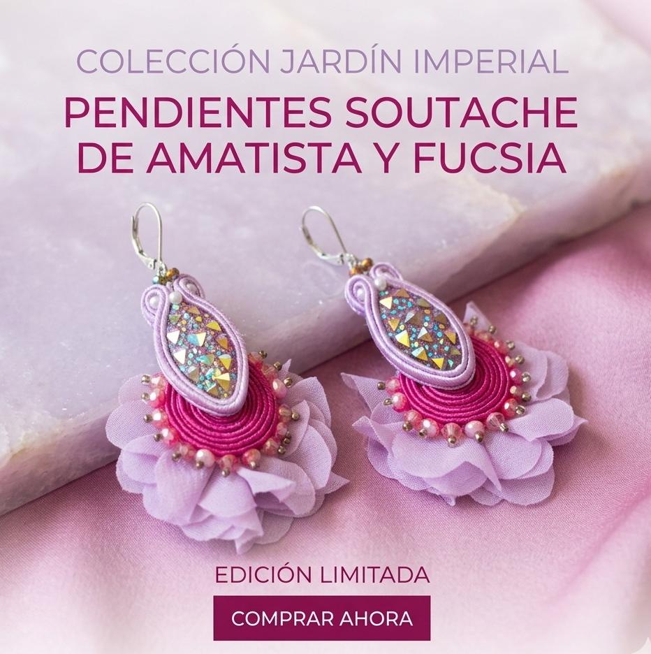 Pendientes Soutache Amatista y Fucsia | Joyería Artesanal JAQUA