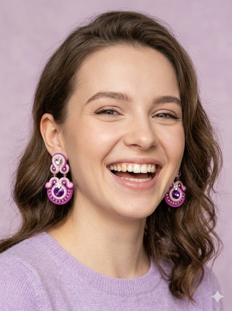 Aretes Soutache Gala Violeta y Rosa Pastel Edición Exclusiva | JAQUA