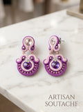Aretes Soutache Gala Violeta y Rosa Pastel Edición Exclusiva | JAQUA