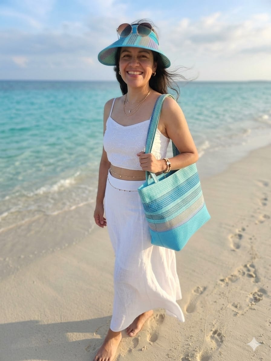 Set Playero Premium: Bolso Tote y Visera Texturizada
